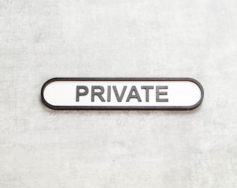 Private Wooden Door Sign. Classic indoor signage with raised lettering. Tactile font.