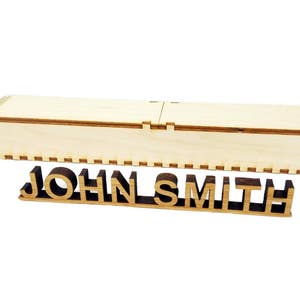Personalised Bamboo Wood Desk Name Plate, Custom Name Plaque, Words ...