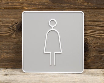 Modern 3D Printed Women Restroom Sign - Sleek Bathroom Door Decor - Female Restroom Indicator - Durable and Stylish
