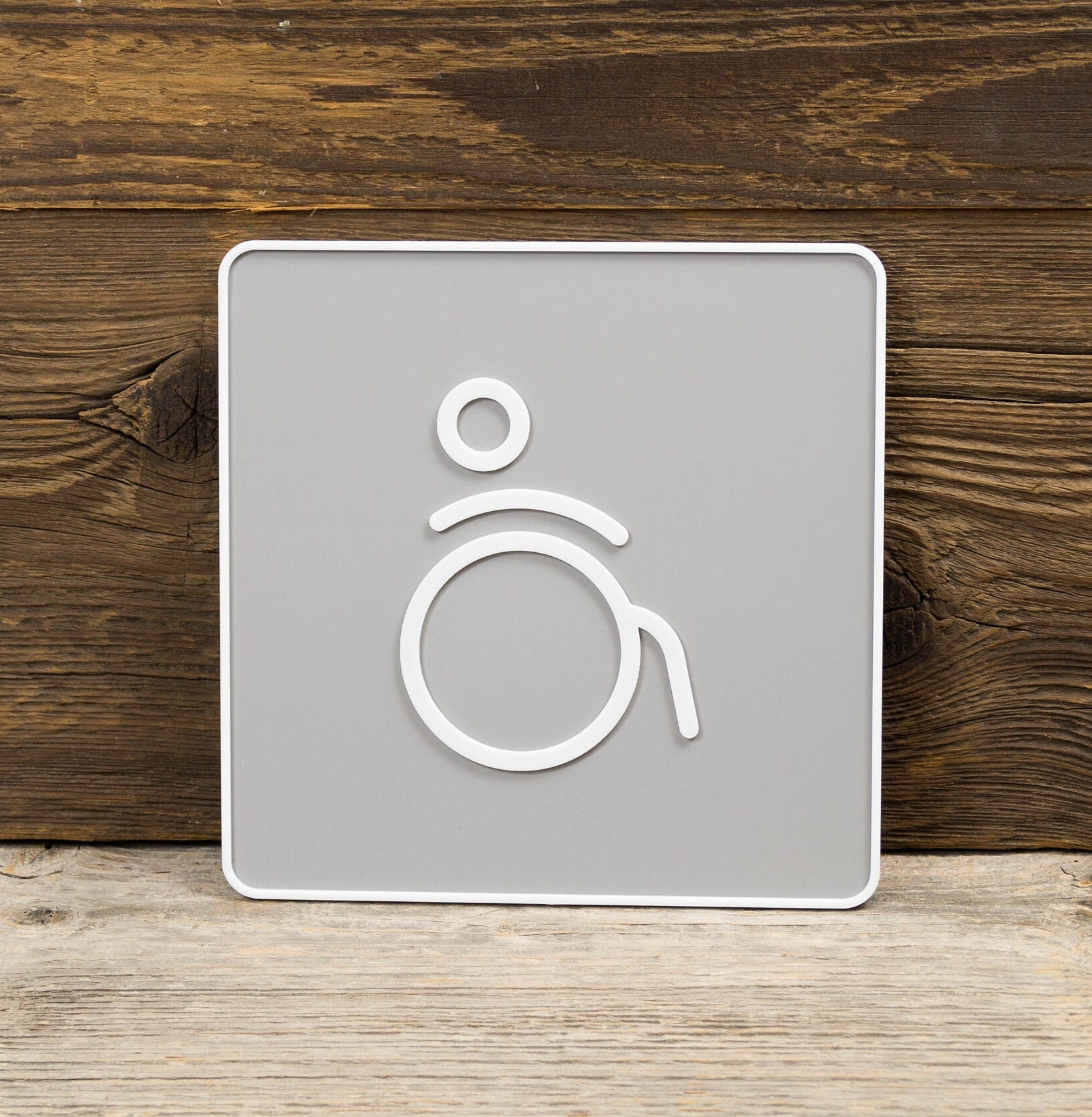 Modern 3D Printed Disabled Restroom Sign - Sleek Bathroom Door Decor - Handicap Restroom Indicator - Durable and Stylish