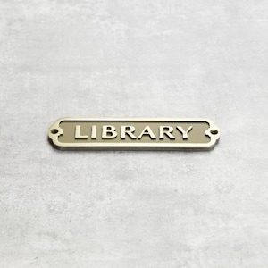 Library Door Sign - Cold Cast Brass Sign. Vintage Style Door Plaque ...