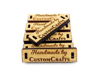 Set of 25 Wood Product Tags, Personalized Clothing Labels For Knitting and Craft, Sew On Tags