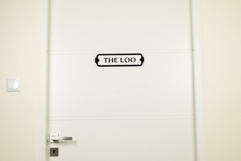 SIGN Modern Wooden The Loo Door Sign, Walnut, Maple And Black Finishes, 14.5 X 14 Cm, Wall-Mounted With Adhesive Tabs (Walnut - View #13