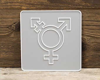 Modern 3D Printed All Gender Restroom Sign - Sleek Bathroom Door Decor - LGBT Friendly Restroom Indicator - Durable and Stylish