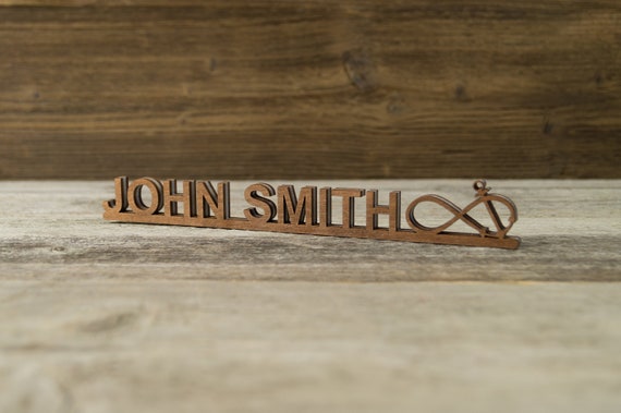 Plaque De Nom De Bureau En Bois Personnalisee Ancre Infinity Etsy