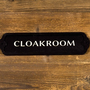 Cloakroom Door Sign. Wooden retro style plate. British Railway style.
