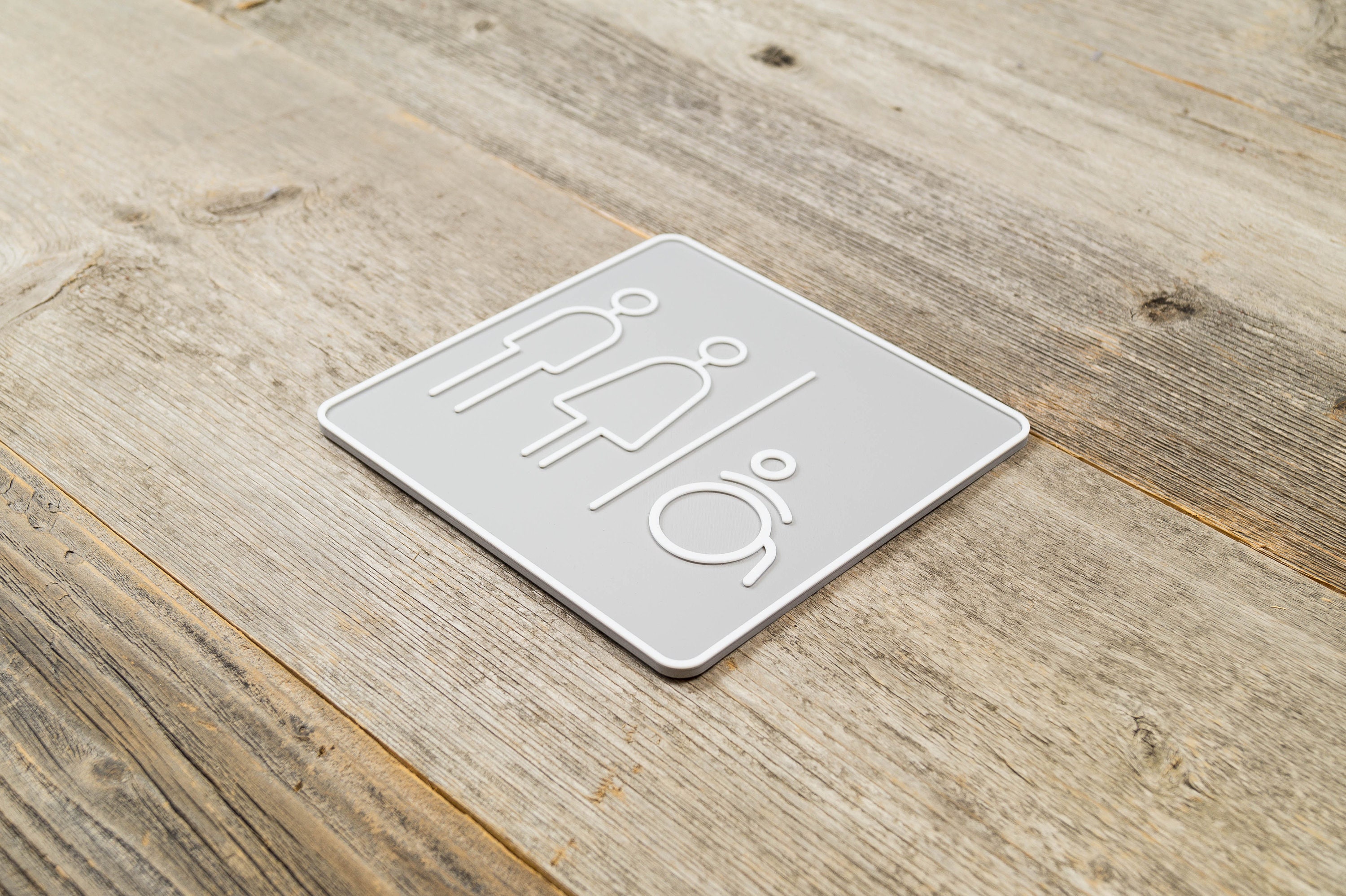 Modern 3D Printed Unisex and Disabled Restroom Sign - Sleek Bathroom ...