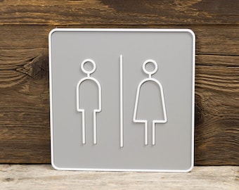 Modern 3D Printed Unisex Restroom Sign - Sleek Bathroom Door Decor - Unisex Restroom Indicator - Durable and Stylish