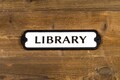Wood Library Door Sign. Closet sign. Vintage style wall plate. product logo