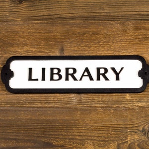 Wood Library Door Sign. Closet sign. Vintage style wall plate.