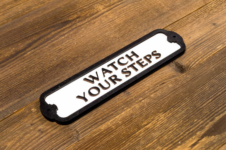 Watch Your Steps Wooden Door or Wall Sign. Vintage British Railway Style. Handmade Retro Decoration. image 4