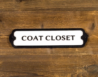 Coat Closet Door or Wall Sign. Closet sign. Vintage style wall plate.