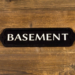 Basement Door or Wall Sign Indoor use. Retro style wood sign. Home or office decor. Black