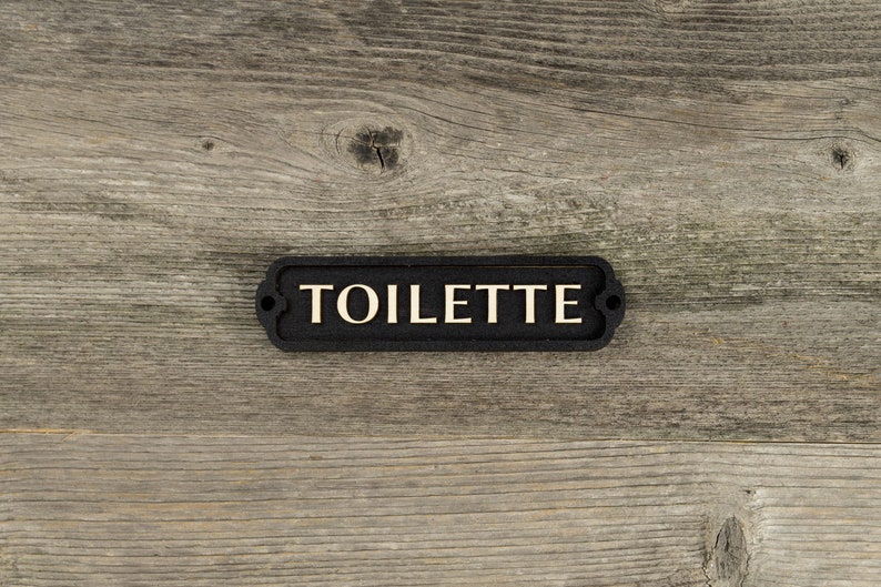 Plaque de porte de toilettes, Plaque de porte de toilettes, Style vintage, Style chemin de fer, Style rétro, Plaque de cabine, Plaque de porte, Salle de bain Noir