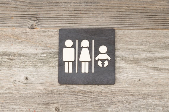 Wooden Unisex & Baby Changing Station Restroom Door Sign. - Etsy
