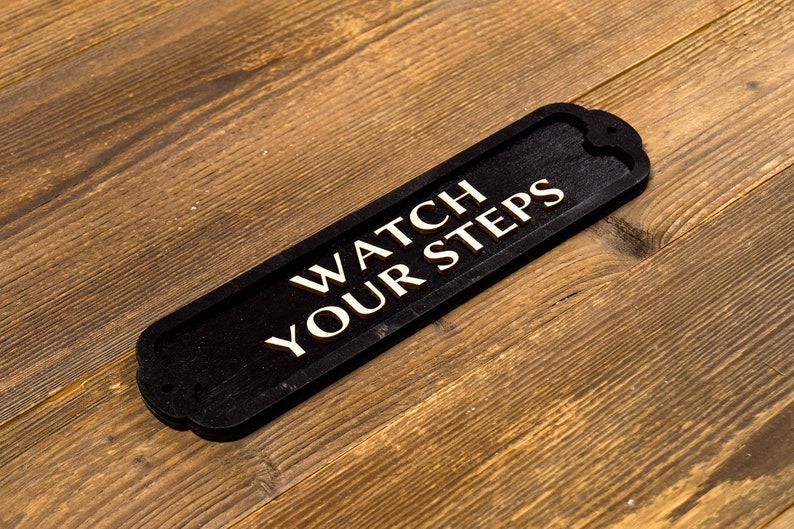 Watch Your Steps Wooden Door or Wall Sign. Vintage British Railway Style. Handmade Retro Decoration. image 2