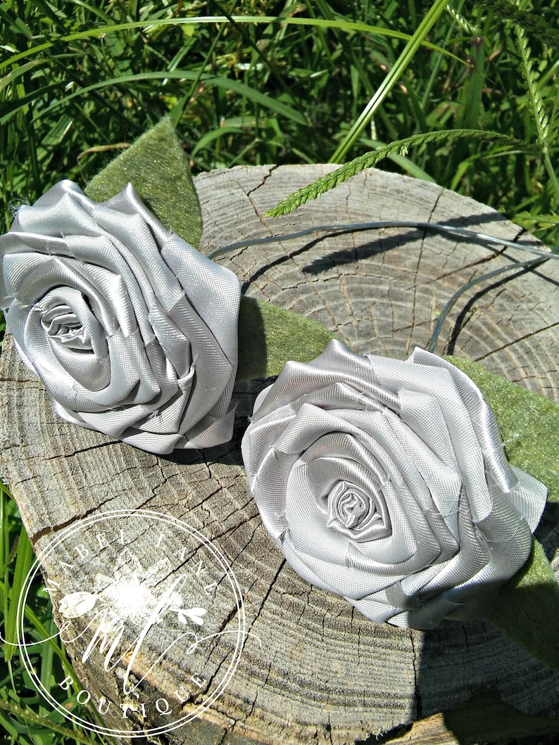 Rosa de plata 3 flores de plata flor de boda de plata | Etsy
