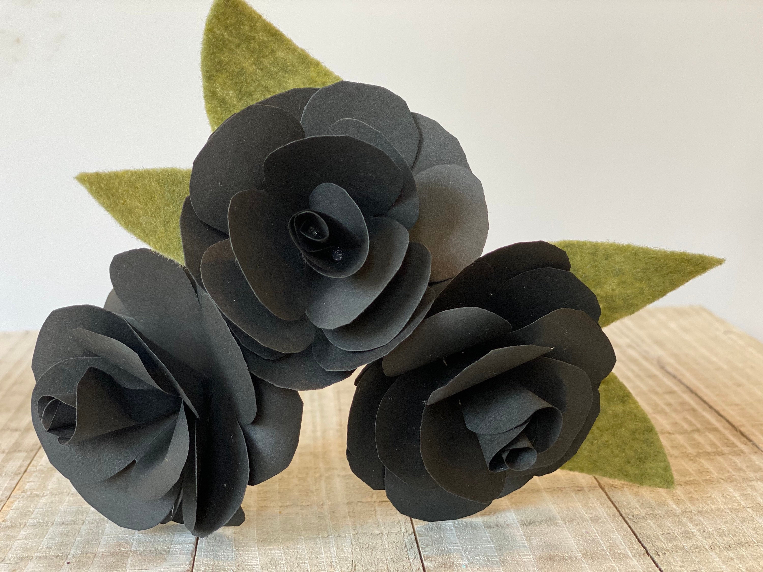 Black Paper Flowers Black Flowers Charcoal Flowers Black Etsy