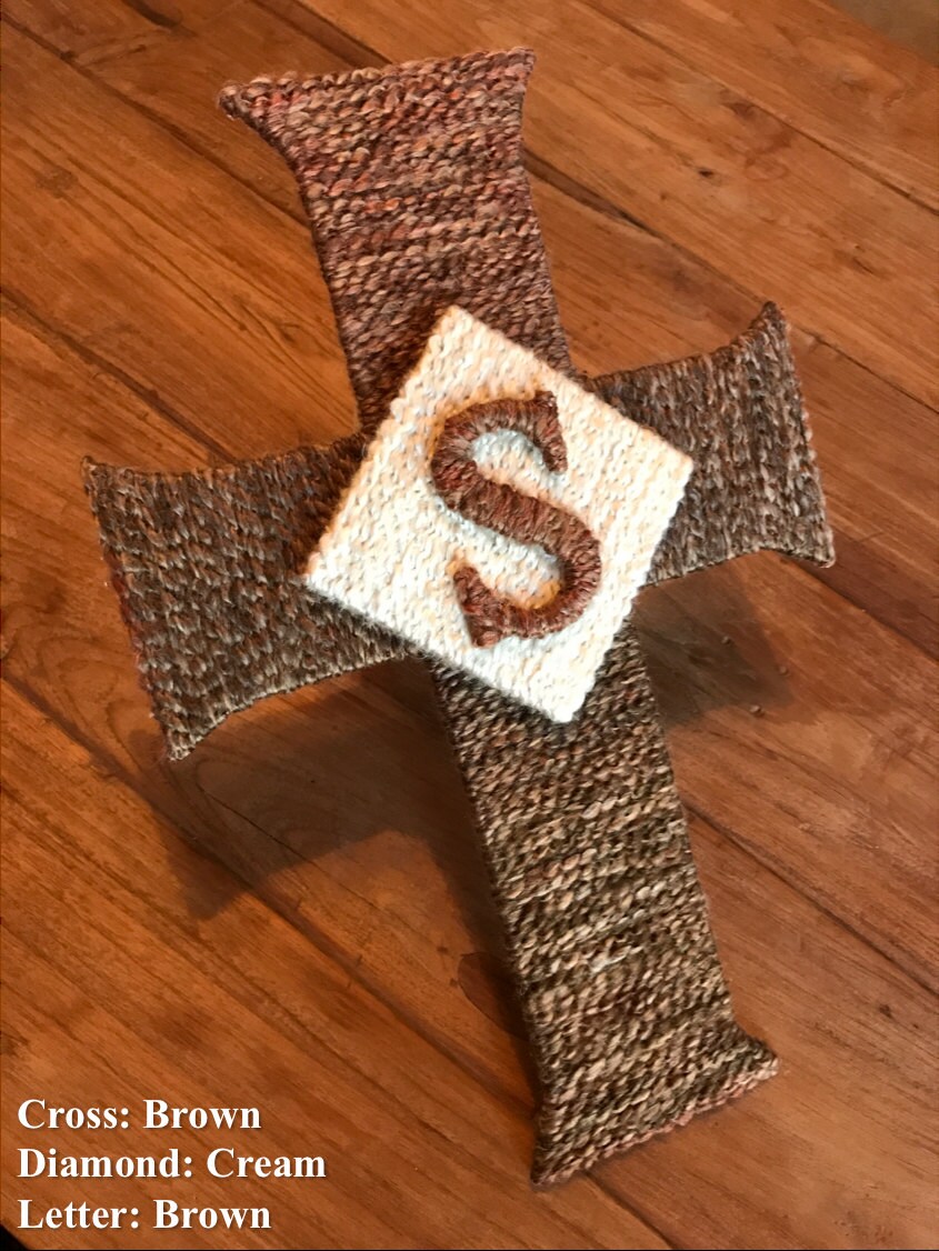 Yarn Wrapped Personalized Monogram Cross Etsy