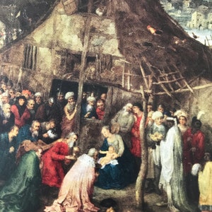 Postal vintage postal usada postal el nacimiento el día de Navidad de Jesucristo Colección postal impresa en Alemania Pintura de Jan Brueghel