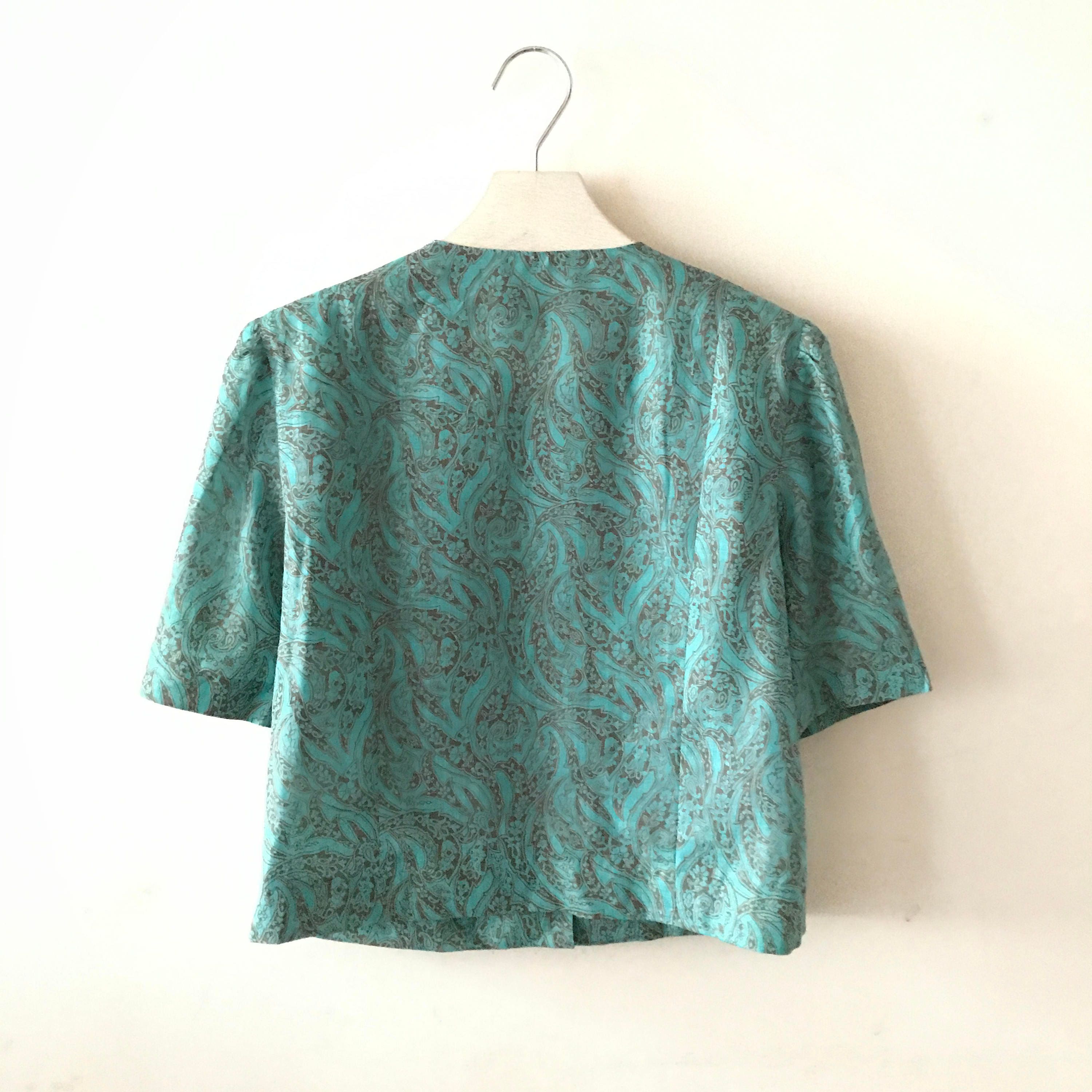 Paisley Blouse Size M / L Tara Turquoise Green | Etsy