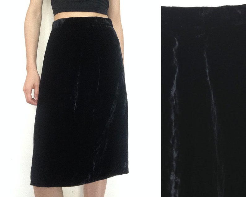 Mermaid Skirt Black Satin Skirt Vintage Gown Skirt Little Black Skirt Classic Ruffle Skirt Size XS S Isla Evening Skirt