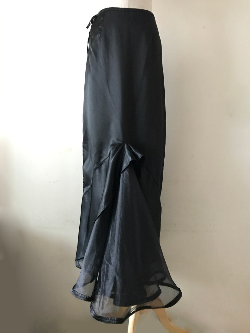 Mermaid Skirt Black Satin Skirt Vintage Gown Skirt Little Black Skirt Classic Ruffle Skirt Size XS S Isla Evening Skirt