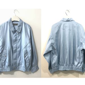 1980s Metallic Blue Windbreaker Silver Blue Jacket Rain-Proof Jacket Retro Cyber Hipster outerwear Sportwear Size M / L &quot;Daniel&quot;