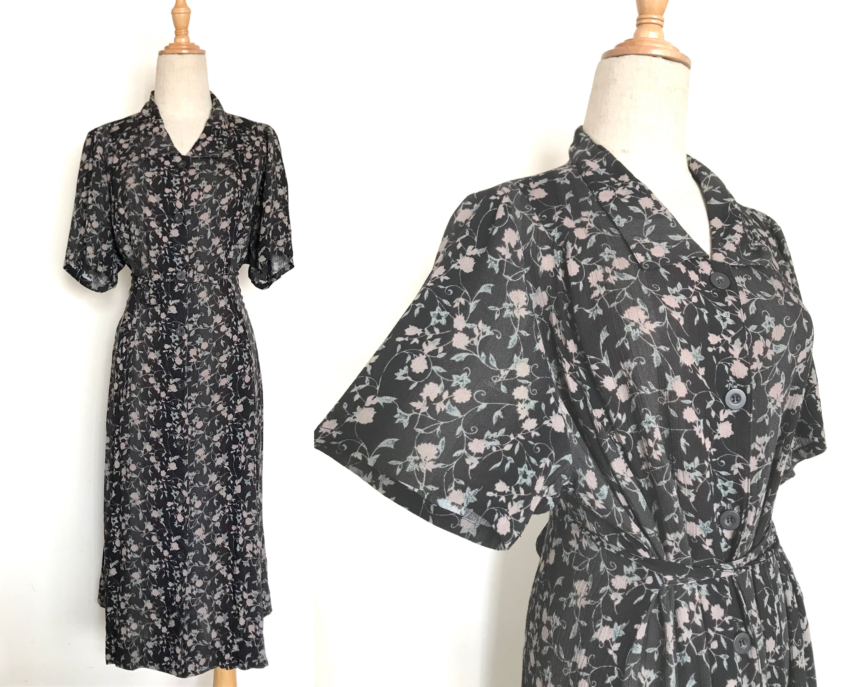 ワンピース Flower vintage dress Floral Shirt Dress Vintage One Piece Dress Japanese Vintage