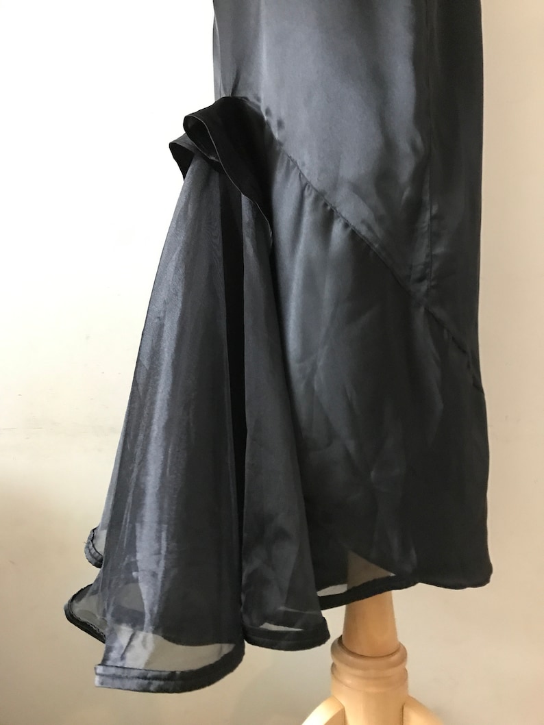 Mermaid Skirt Black Satin Skirt Vintage Gown Skirt Little Black Skirt Classic Ruffle Skirt Size XS S Isla Evening Skirt