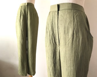 Army Green Trousers Vintage Pants High Waisted Trousers Made in Japan Size L "Keeli"