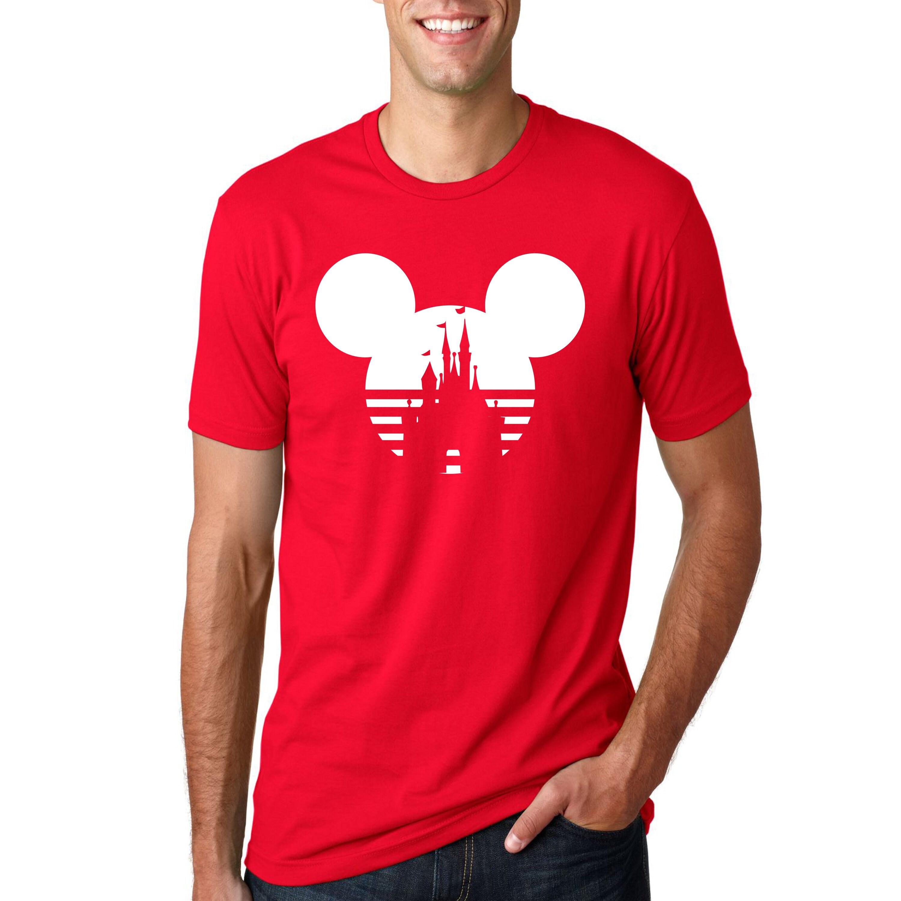 Men's Disney Shirt Mickey Mouse Striped Castle Graphic Etsy
