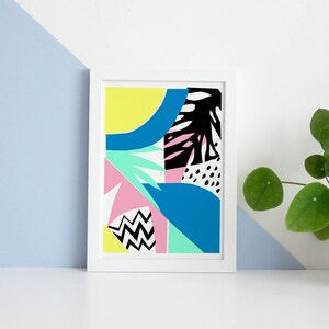 Geometric leaf art print, colourful wall art image 5