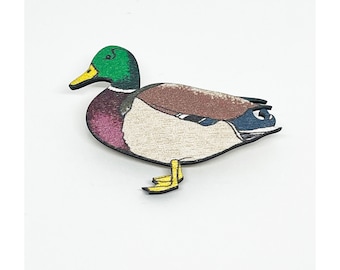 Duck brooch, Mallard, Wooden brooch, animal brooch, bird brooch, British bird, unique jewellery, Small gift.