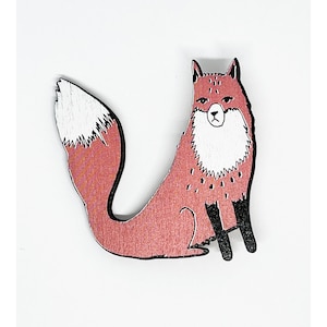 Fox brooch, Wooden brooch, wildlife brooch, Fox lover, animal brooch, Fox jewellery, animal jewellery,Small gift.