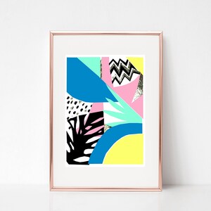 Geometric leaf art print, colourful wall art image 4