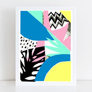 Geometric leaf art print, colourful wall art image 3