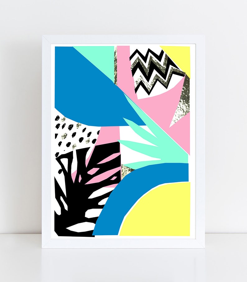 Geometric leaf art print, colourful wall art image 3