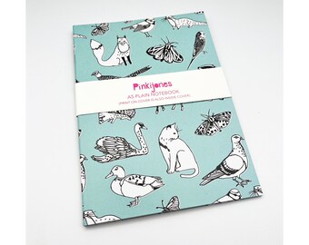 A5 Mix Animals Notebook,Animal pattern print, Wildlife, cats, fox, pigeon, swan, leopard, duck,notepad, journals, notebook,gift idea