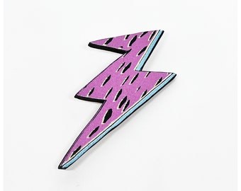 lightening bolt brooch, Wooden brooch, fun brooch, contemporary jewellery, lightening Bolt jewellery, Small gift.