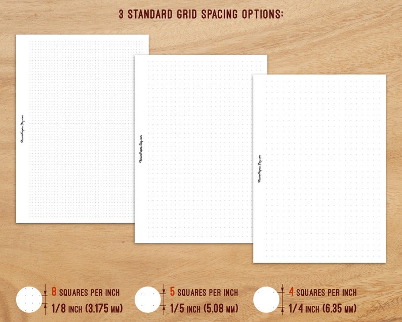 A5 Printable Dotted Paper Set 3 Grid Spacing Options: 8 5 &amp; | Etsy