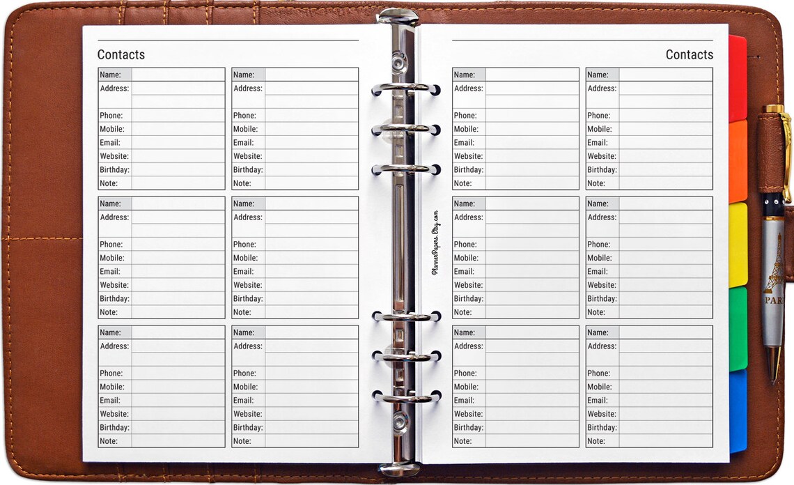 A5 Printable Contact List Filofax Contacts Page Address Etsy A5 Printable Contact List Filofax Contacts Page Address Etsy