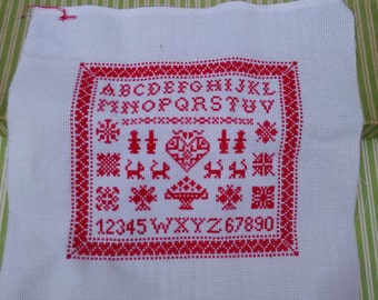 Sampler, in embroidery, needlepoint, testpiece