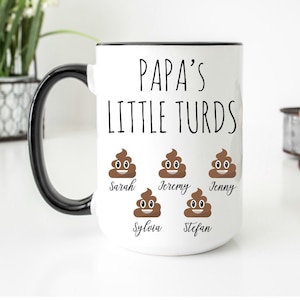 Humorous Papa Mug, Custom Papa Cup, Funny Papa Gift, Customizable Grandpa Coffee Mug, Personalized Grandfather Poop Mug From Grandchildren