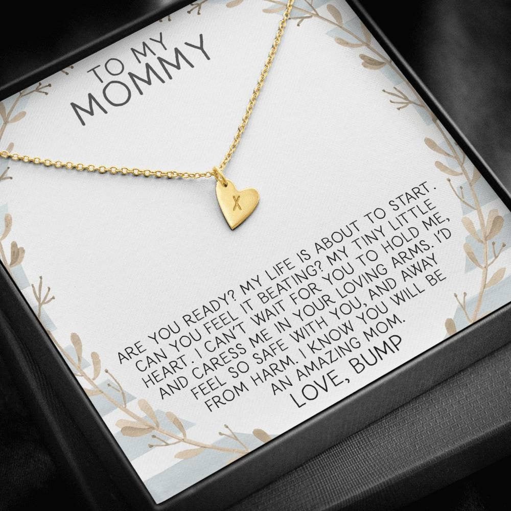 To Mommy From Bump Necklace Initial Necklace Sterling Silver Etsy