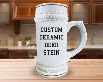 Custom Beer Stein, Ceramic Beer Steins, Gift For Dad, Personalized Beer Stein, Customizable Dad Beer Gifts, Beer Lover Gift