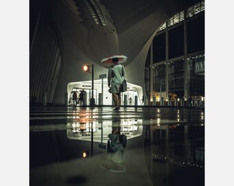 Nighttime Lone Walker Westfield World Trade Center (Oculus) Street Fine Art Photographic Piece