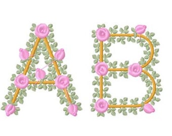 Rose Machine Embroidery Font Design, Instant Download, PES format