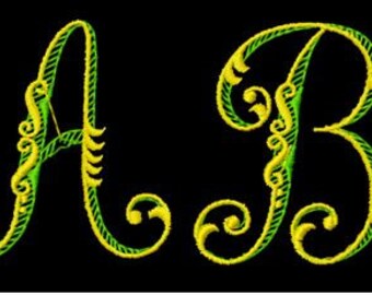 Scroll Machine Embroidery Font Design, Instant Download, PES format