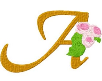 Pink Rose Design Machine Embroidery Font, Instant Download, PES format